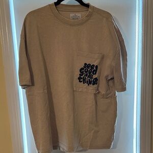 Men's Beige Graphic T-Shirt